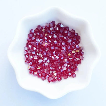 100PCS 4MM Shiny Faceted Austria Crystal Beads Bicone Beads Loose Spacer Beads for Jewelry Making DIY Bracelet Necklace Penda