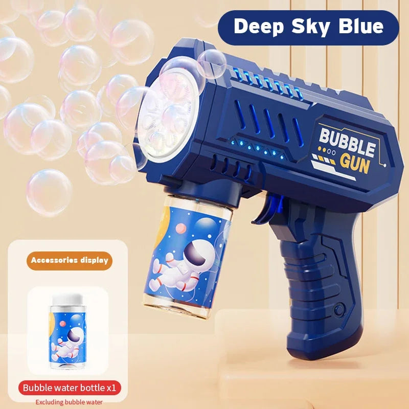 Children bubble machine glowing toy fully automatic bubble gun produces a large amount bubbles without battery and bubble wat