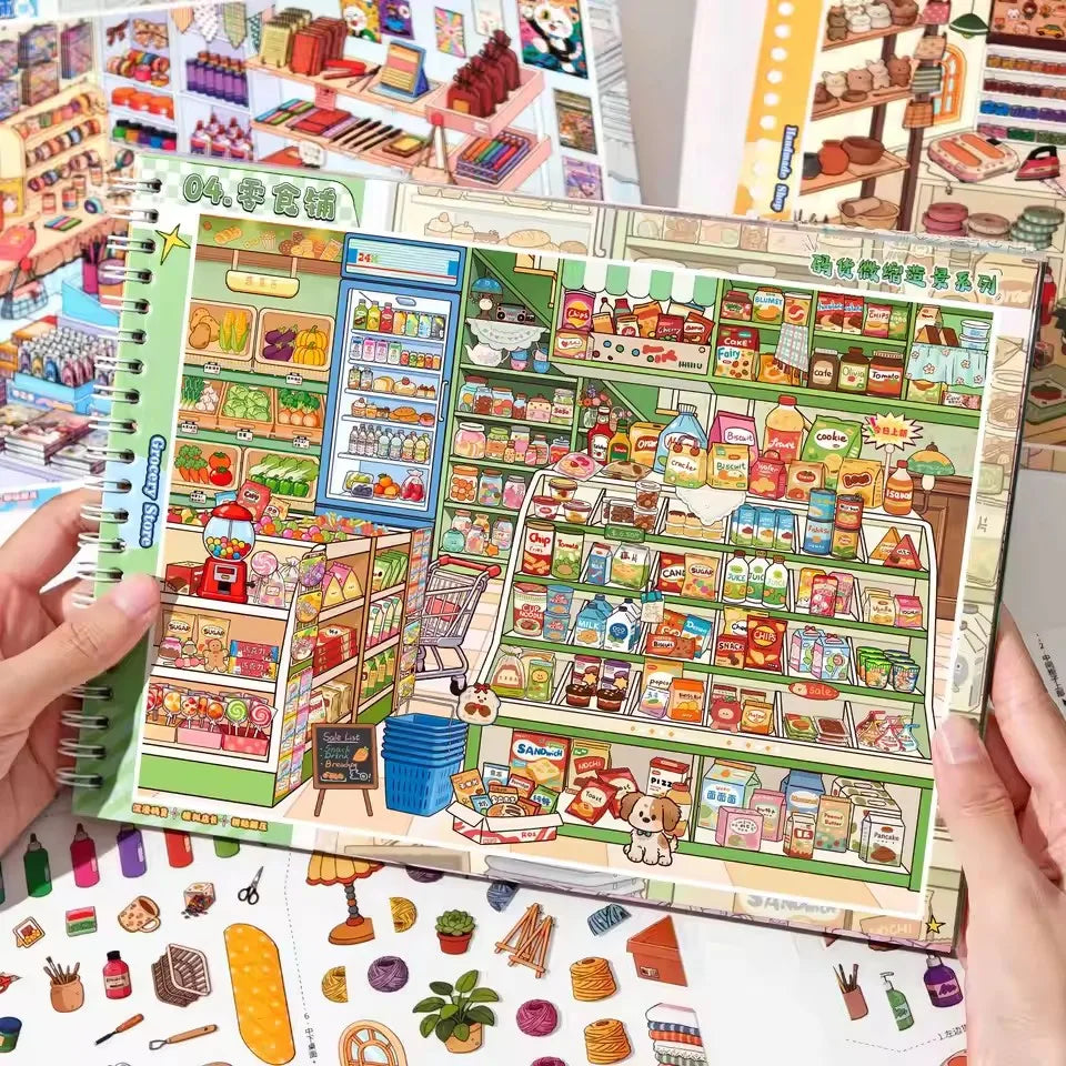 8 Types of Scene Simulation Store Management Stickers Collection, Supermarket and Convenience Store Themes DIY Handmade Stick