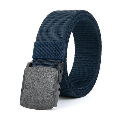 Military Automatic Buckle Nylon Belt Outdoor Hunting Multifunctional Tactical Canvas Belt Men Belt - QT3 blue