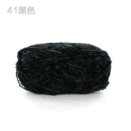 Pear Lustre Chenille Yarn 148Meters/Skein 2mm Thin Pleuche Wool Rope for Hand Crochet Dolls Shoes Materials - 41 black