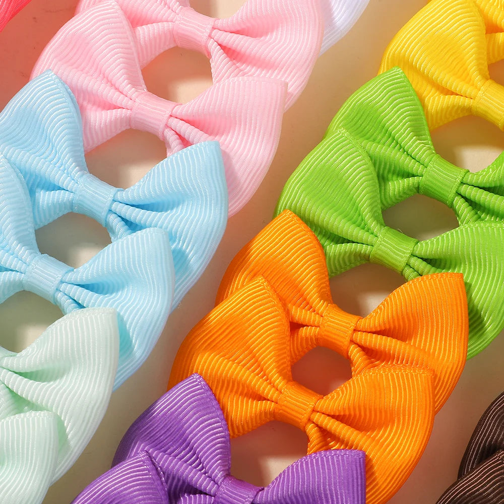 10/20/26/40pcs Random Color Bow Ribbon Hair Bow Clips Handmade Hairgripes Headwear Hairpins Baby Kids Hair Accessories
