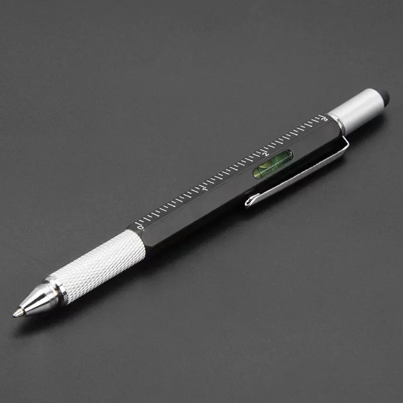 7 in 1 Multifunctional Pen Touch Screen Stylus Capacitive Pen with Screwdriver Ruler Levelgauge Refillable Ballpoint Pencil T