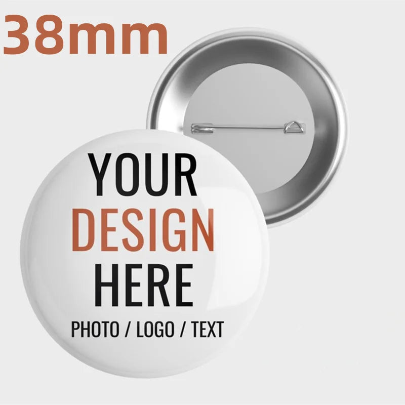 Customized Personalized Tinplate Enamel Pins Creativity Printed Pictures Text Metal Lapel Badges Brooches Jewelry Gift - 38mm