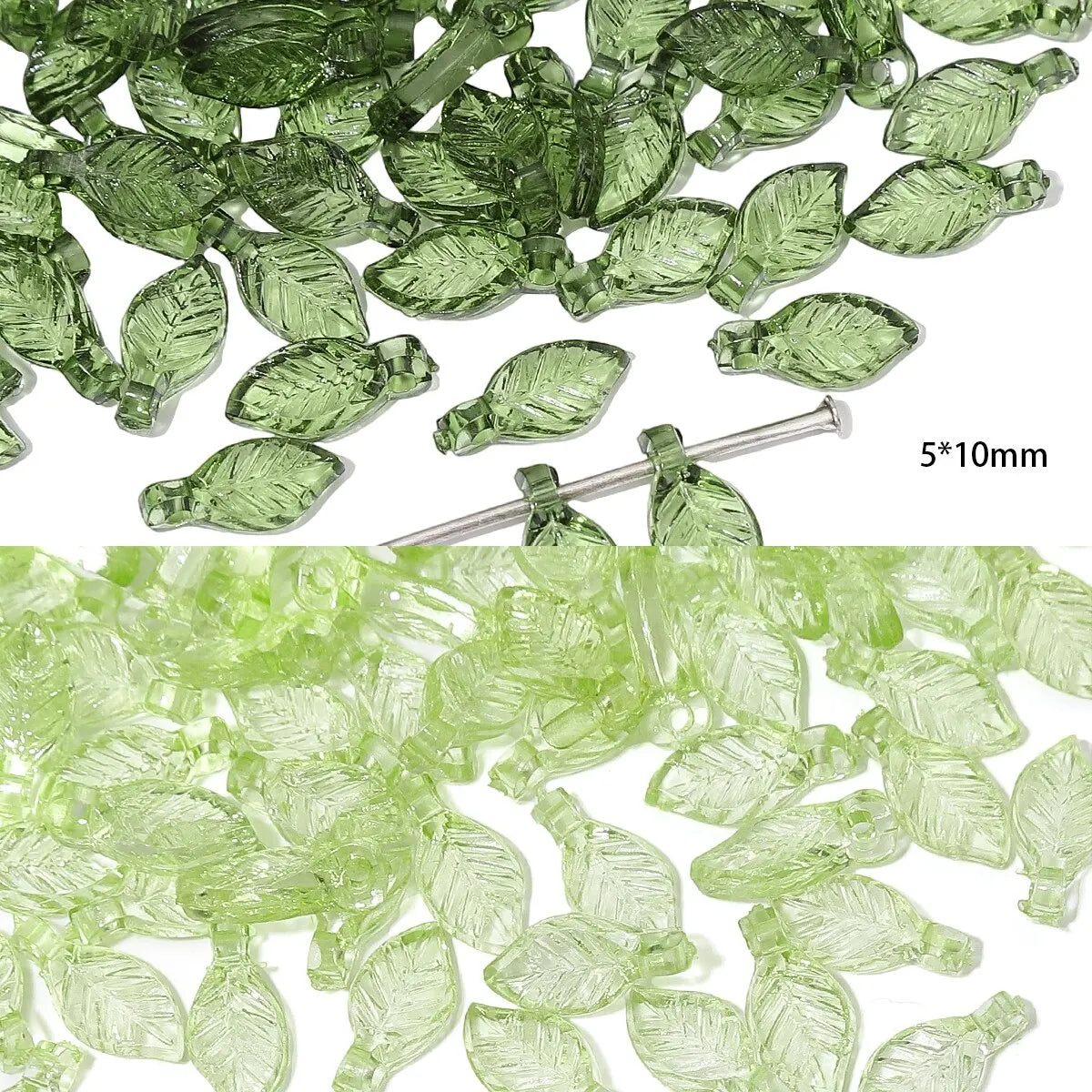 100pcs Acrylic Mini Small Tree Leaf Hand Beaded DIY Handmade Necklace Earrings Loose Bead Separated Bead Jewelry Accessory Ma
