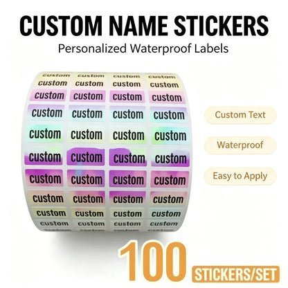 Custom Kawaii Name Tag Sticker Waterproof Stickers Decals Personalized Label for Children School Stationery Bottle