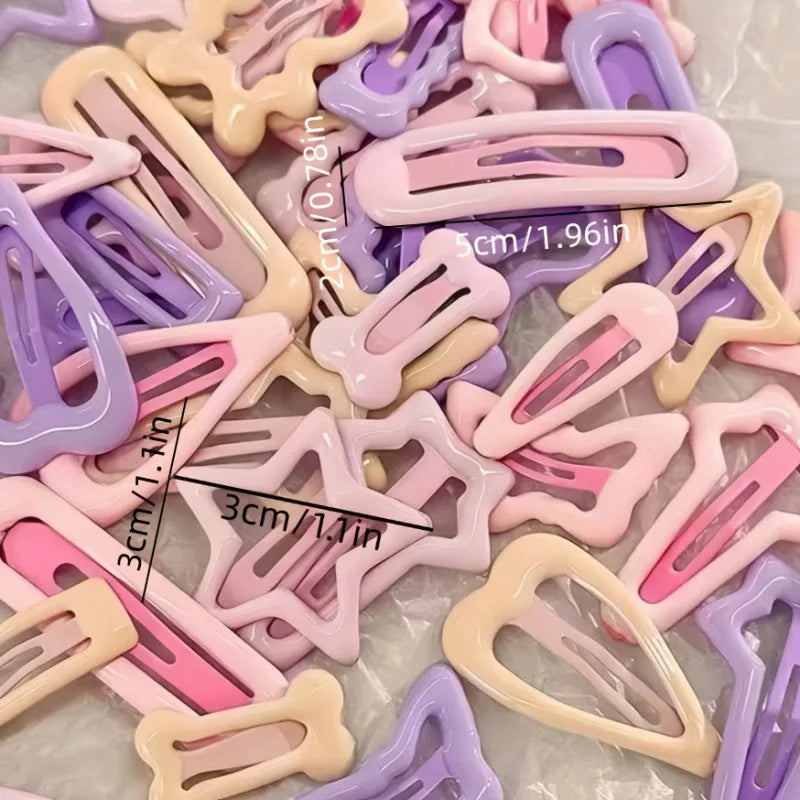 10/20/30pcs mixed pack of light pink heart-shaped and bow-shaped hair clips | Suitable for girls as party or holiday gifts.