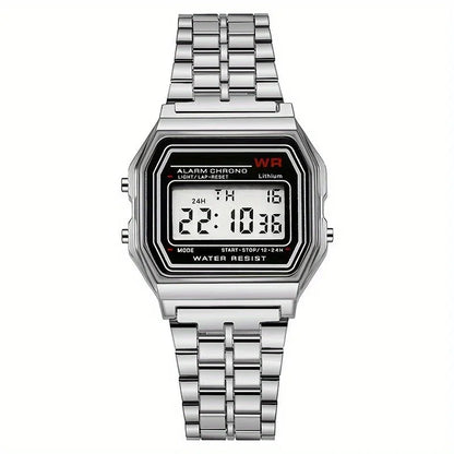F91W Non-Waterproof Steel Band Watch For Women, Men, Business Clock, Multi-Functional LED Digital Sports Watch, Electronic Cl