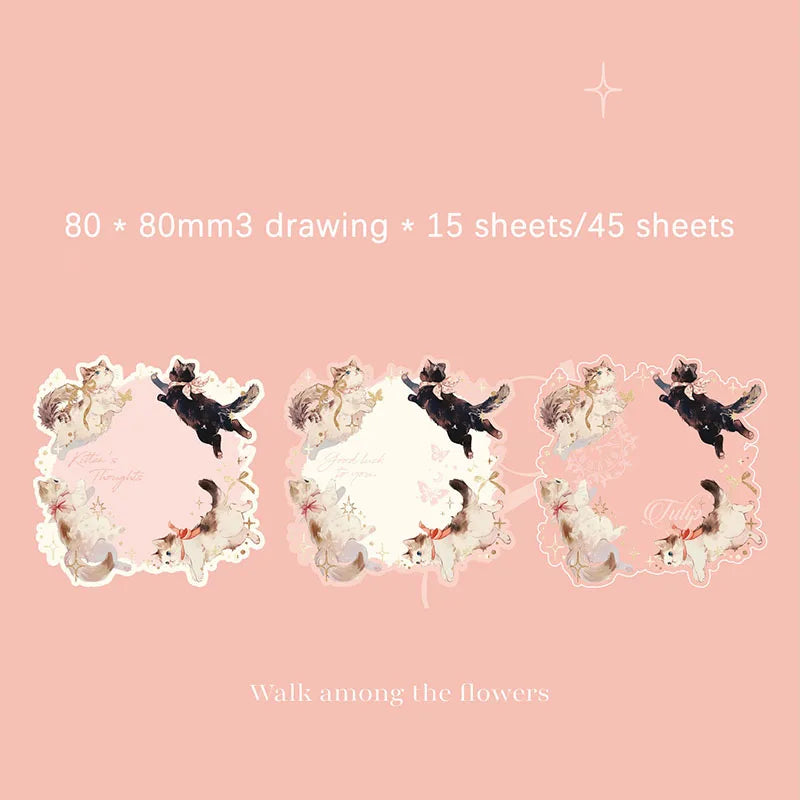 Embossed hot stamping sticky notes, Uus ring series, Korean cat themed irregular sticky notes - Pink