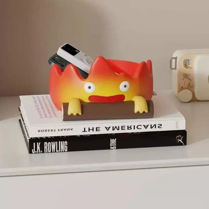 Resin Cartoon Calcifer Key Holder Cute Entryway Decor Creative Flame Statue Living Room Gift Home Ornament