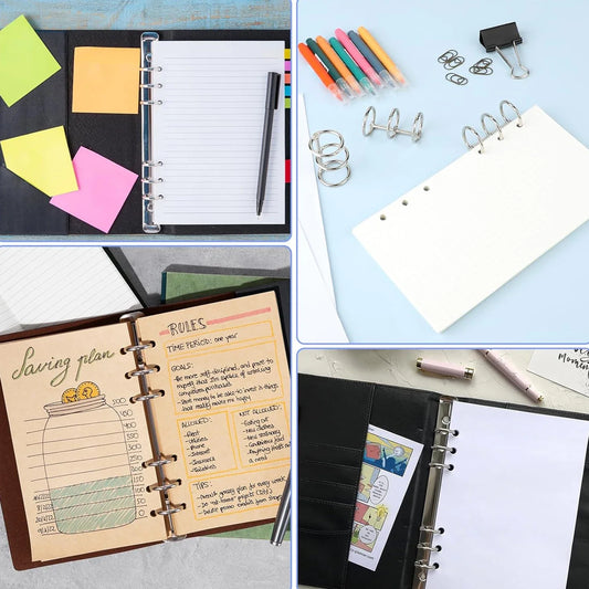 2-6Pcs Binding Book Rings 3 Ring Metal Loose Leaf Binders Book Rings Snap on Index Card Binder for Photo and Paper Organizati