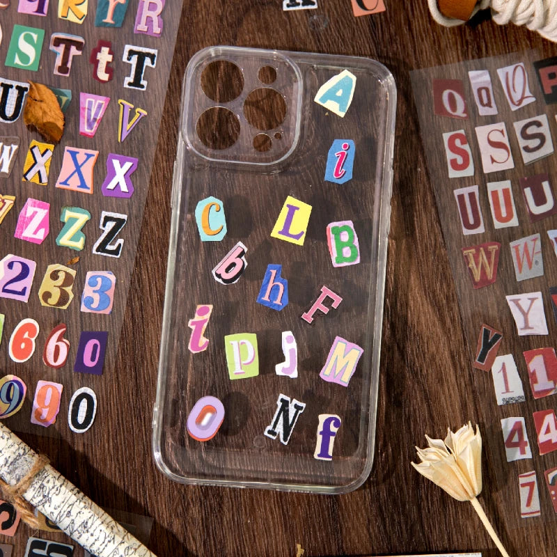 Journal GO 2pcs English Alphabet Number Symbol Stickers Vintage Scrapbook Aesthetic Journaling Supplies Kit Retro Letter Stic