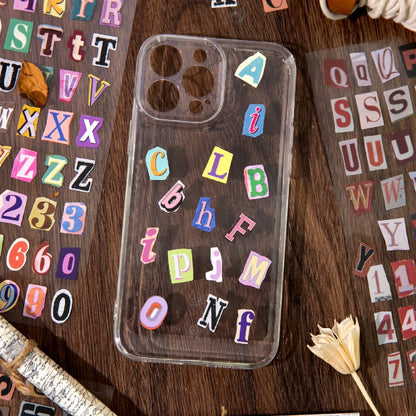 Journal GO 2pcs English Alphabet Number Symbol Stickers Vintage Scrapbook Aesthetic Journaling Supplies Kit Retro Letter Stic