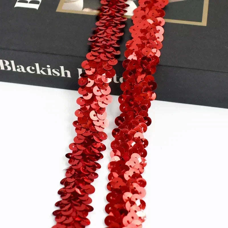 2-20M 2cm Sequin Lace Fabric Elastic Band for Dance Dress Decor Laces Trims Stetch Tape Clothing Trimming Ribbon DIY Accessor