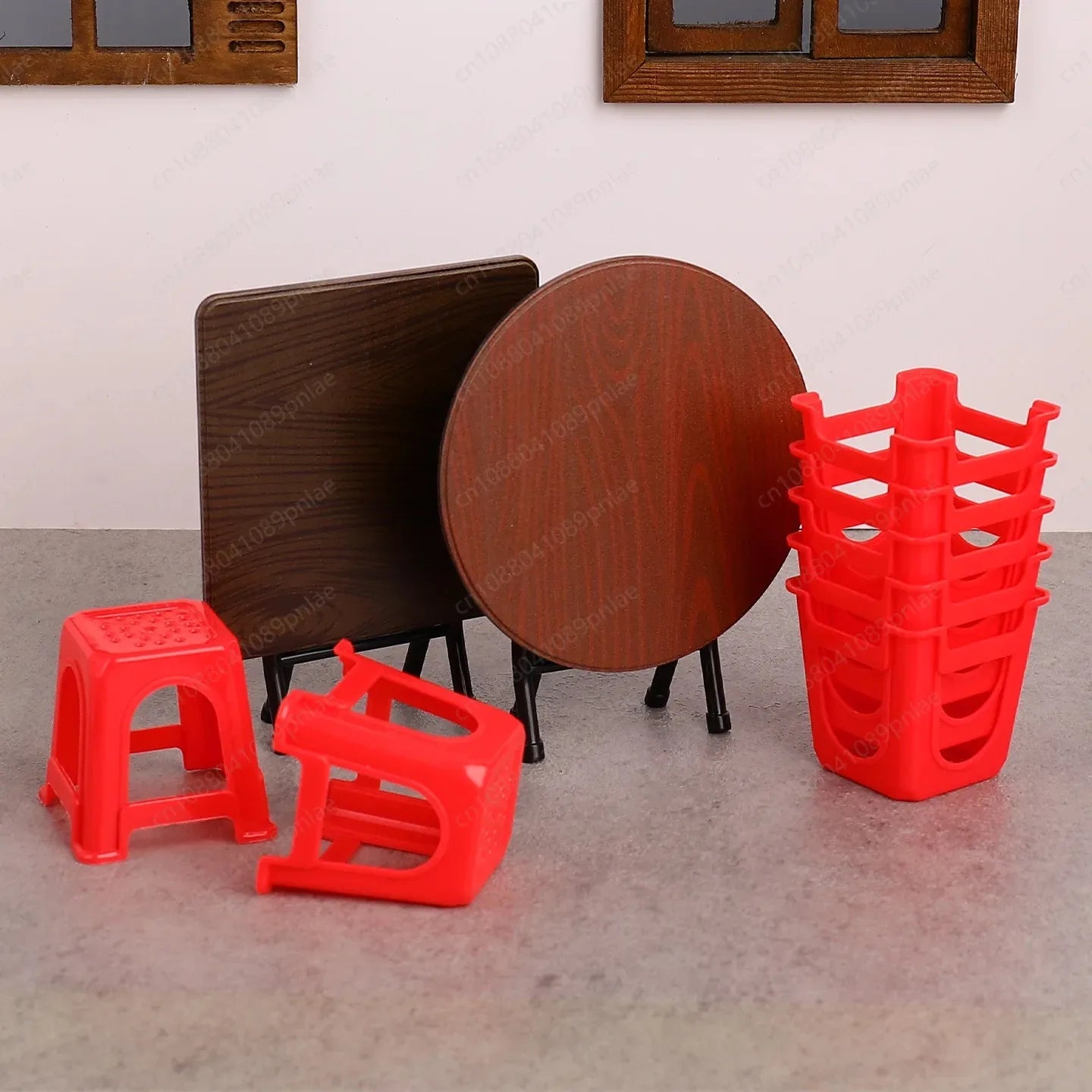 Miniature Vintage Table And Chair Set Guangdong Stool Simulation Model Accessories For Kids Pretend Play Dollhouse Mini Furni