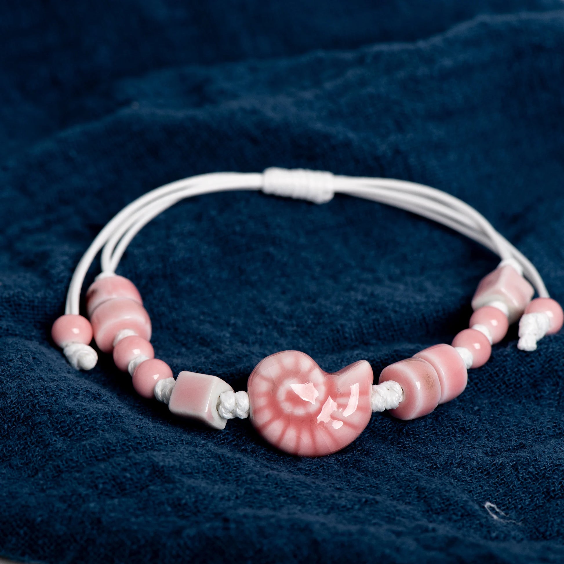 Handmade Ceramic Seashell Bracelet Adjustable Vintage Ocean Style Minimalist Jewelry Gift for Couples 154