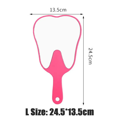 1PC Tooth Shaped Handheld Mirror Cute Makeup Mirror Durable High Definition Dental Mirrors Gifts