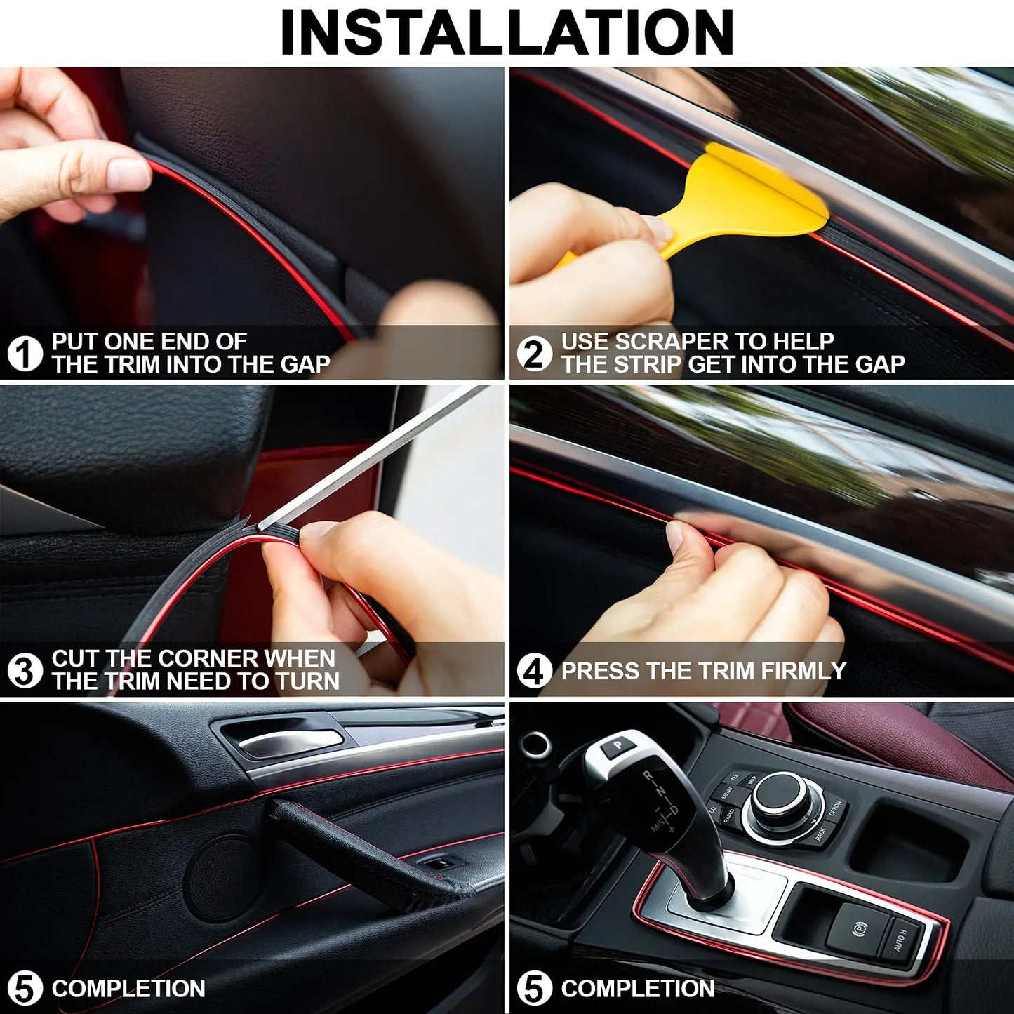 Car Interior Decoration Line Trim Door Center Console Gap Instrument Panel Decorative Line Chrome Glitter Modification Suppli