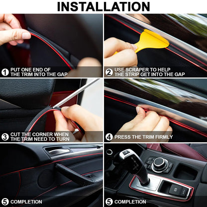 Car Interior Decoration Line Trim Door Center Console Gap Instrument Panel Decorative Line Chrome Glitter Modification Suppli