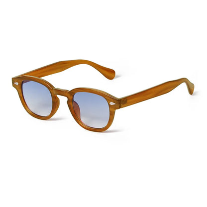 Vintage Fashion Shell Round Sunglasses Women Men 2024 Brand Design Retro Rivet Yellow Blue Lens Square Sun Glasses Female UV4