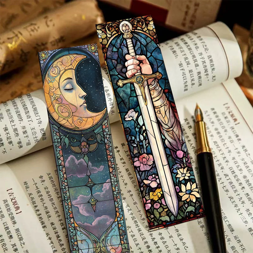30pcs tarot bookmarks painted glass textured decorative office supplies student reading book labeling creative gift message c