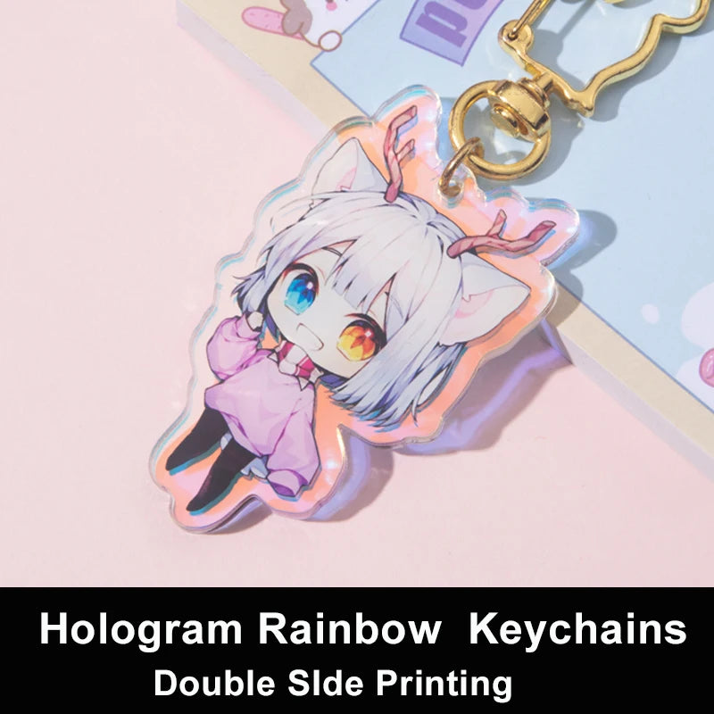 Custom Keychains Cartoon Llavero Key Chain Photo Customized Anime Charms Hologram Clear Acrylic Personalized Designer Keychai
