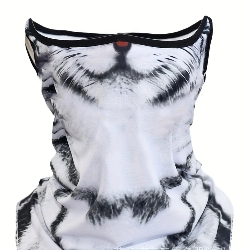 3D Animal Cat Design Summer Full Face Neck Protector Sun Shield Breathable Quick Dry Polyester Helmet Liner for Outdoor Cycli