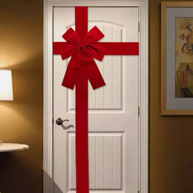 40X30Cm Xmas Big Red Bow Hanging Door Bow Ribbon Wedding Christmas Holiday Front Door Party Home Decorations New Year Diy Sup