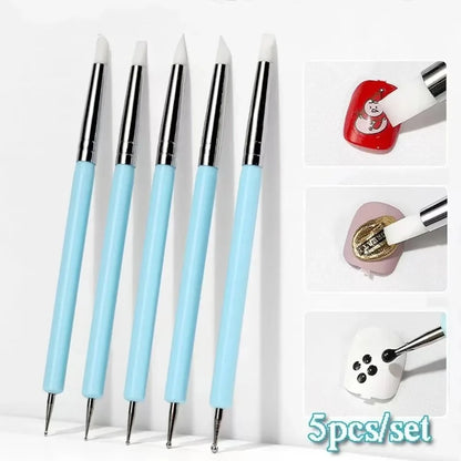 5PCS Silicone Clay Sculpting Tool for Brush Modeling Dotting Nail Art Pottery Clay Tool DIY Carving Sculpting Tools