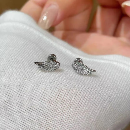A Pair Vintage Couples Creative Angel Wings Stud Earrings Women Punk Studs Birthday Jewelry Gift