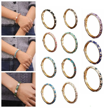 Traditional Vintage Cloisonne Bangle Chinese Classic Hollow Out Flower Bangle Vintage Ethnic Women's Hand Bracelet Jewelry Gi