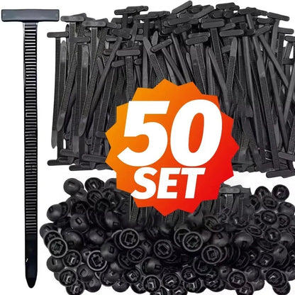 Nylon Cable Tie Buckle Heavy Duty Zip Ties with Pin Button Universal Self-locking Zip Ties Tool Car Daily Repair Fastening St