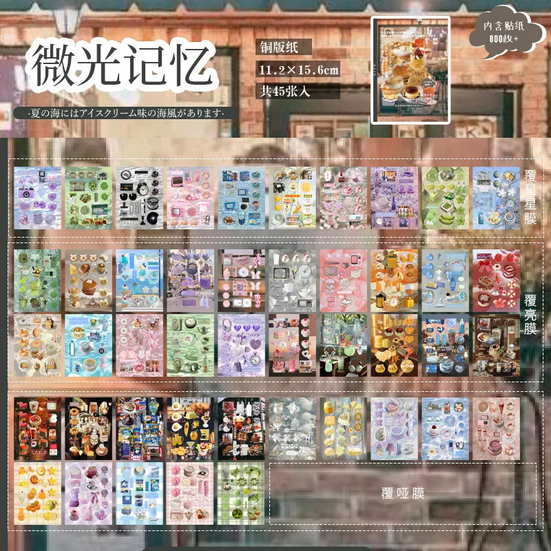20 Sheets PET Die cut Stickers book Retro Cartoon Decorative handmade Scrapbooking Material Diary Japanese Stationery Supplie