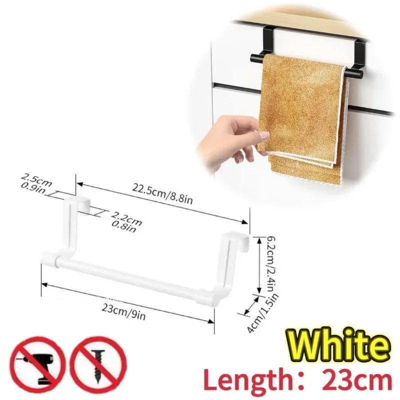 1/2pcs Wall-Mounted Kitchen Cabinet Towel Rack - Space-Saving Dishcloth Holder for Home and Bathroom No Drilling Require - wh