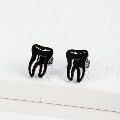 Punk Stainless Steel Dentist Tooth Stud Earrings For Women Doctor Nurse Tragus Piercing Earrings Jewelry Accessories Aretes