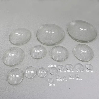 1Packs 6 8 10 12 16 20 25 60mm Round Clear Glass Cabochon Flat Back Transparent Magnifying Glass Cabochon For DIY Jewelry Mak