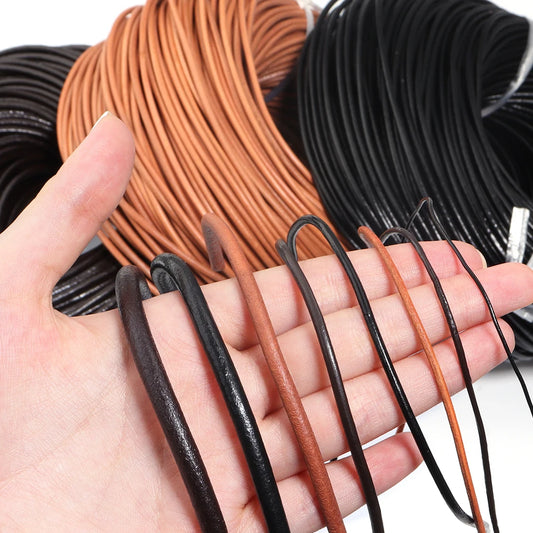 2-5 Yards 100% Genuine Cow Leather Round Thong Cord Leather Cord String Rope for DIY Necklace Bracelet DIY Jewelry Making