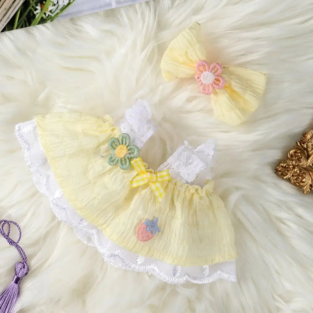 20cm Cotton Doll Clothes With Headwear Bow Headband Accessories Plush Dolls Dresses Skirt Decoration for EXO Idol Doll Access