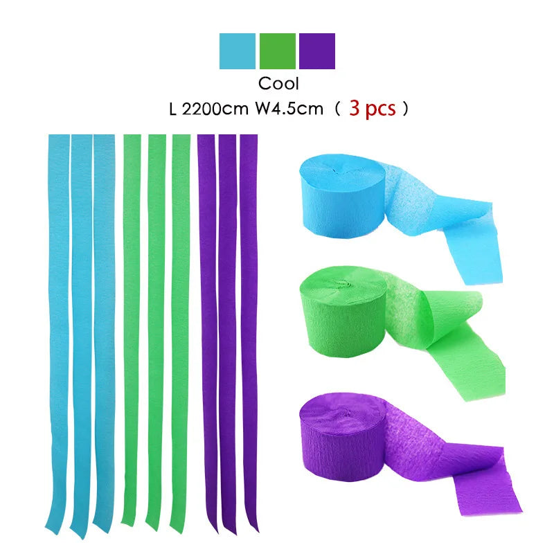 3pcs/set Rainbow Crepe Paper Streamers for Wedding Birthday Party Backdrop Decoration Colorful Paper Crepe Garland Ribbon Dec