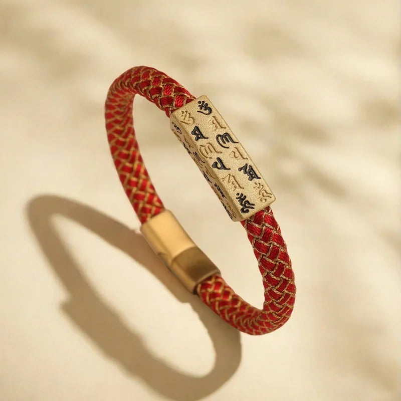 Six-character Mantras Amulet Hand Rope Patron Saint Life Year Chinese Style Fashion Lucky Bracelet Tide Hand-woven Multi-colo