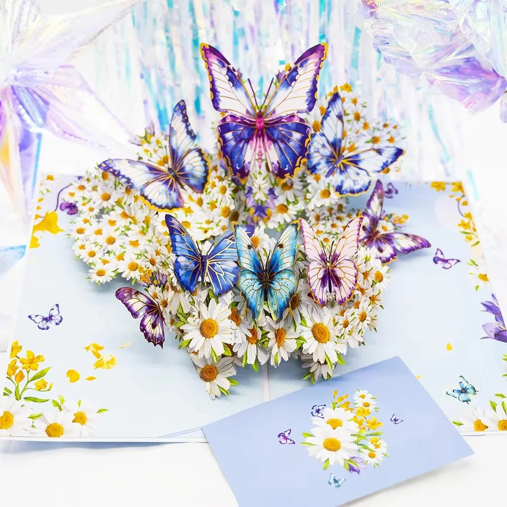 3D Pop Up Flower Greeting Cards Wedding Card Anniversary Thanksgiving Valentines Day Birthday Gift Thank You Card Handmade Ca
