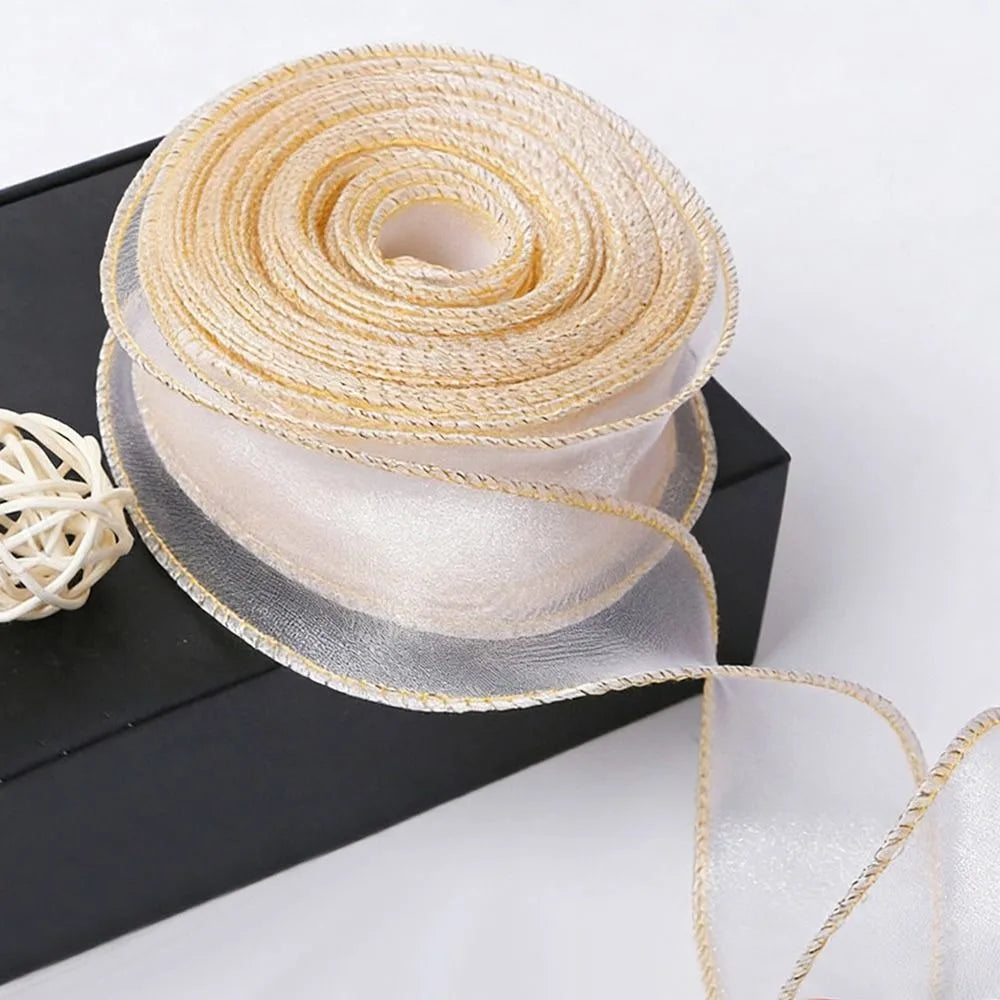 1PC 10 Yards Fishtail Yarn Ribbons 2.5cm Wave Edge Pleated Gifts Packaging Material Gift Wrapping Bouquets Chiffon Ribbon - 4