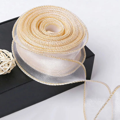 1PC 10 Yards Fishtail Yarn Ribbons 2.5cm Wave Edge Pleated Gifts Packaging Material Gift Wrapping Bouquets Chiffon Ribbon - 4