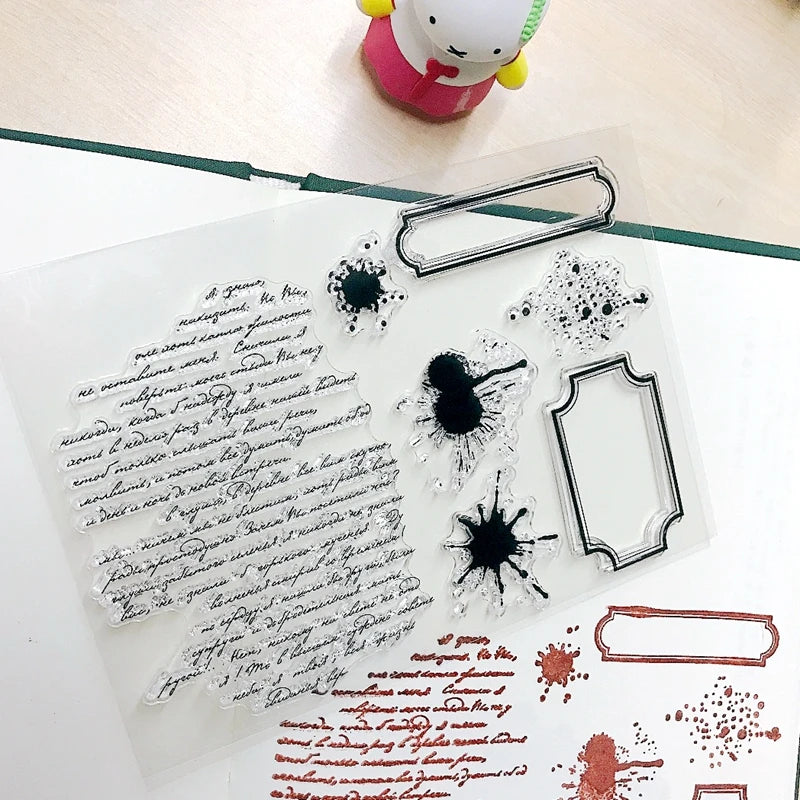 Handwriting Drop Ink Mark Art Scrapbooking Clear Stamps for Junk Journal Background Decoration Craft Supplies Paragraph Desig
