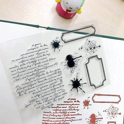 Handwriting Drop Ink Mark Art Scrapbooking Clear Stamps for Junk Journal Background Decoration Craft Supplies Paragraph Desig