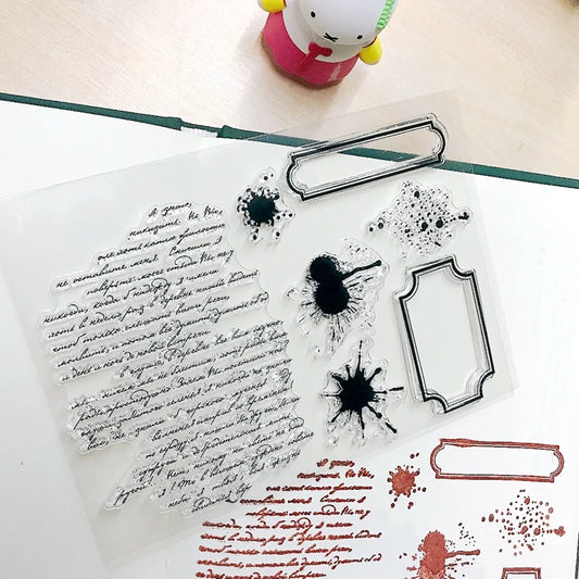 Handwriting Drop Ink Mark Art Scrapbooking Clear Stamps for Junk Journal Background Decoration Craft Supplies Paragraph Desig