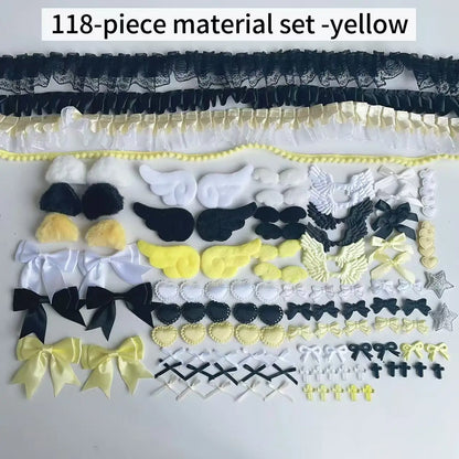 118 Black Color Series Accessories Set Pink Lace Material Set Handmade DIY Accessories Pain Pack Material Pack - YELLOW