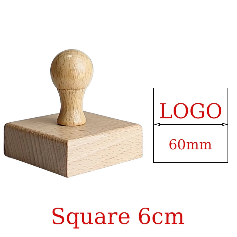 LOGO Custom Wooden Rubber Stamp Personalized Name Stamp Business Logo Customization for Office Craft DIY | Free Design - Squa