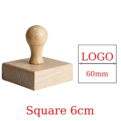 LOGO Custom Wooden Rubber Stamp Personalized Name Stamp Business Logo Customization for Office Craft DIY | Free Design - Squa