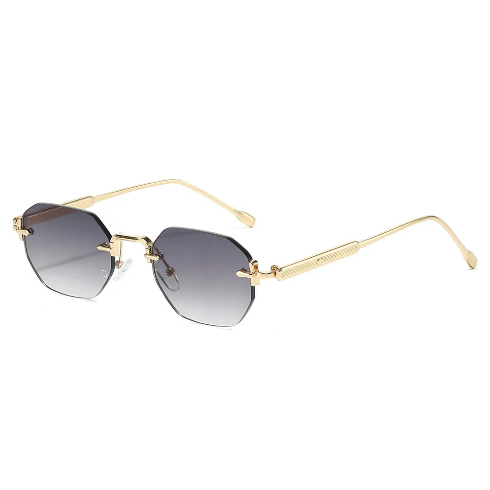 DDDLONG Retro Fashion Rimless Punk Y2k Sunglasses Women Men Sun Glasses Vintage UV400 Outdoor Shades D686 - Gradient Grey